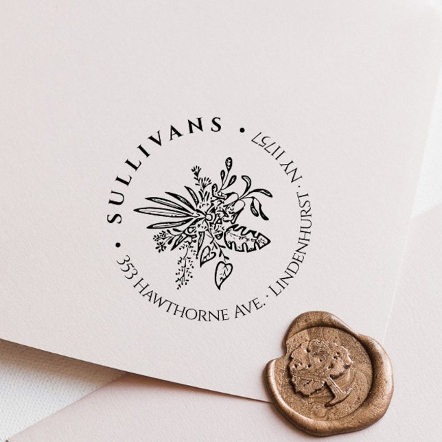 Sello De Caucho Elegante dirección botánica de retorno de Bouquet  (Subido por el creador)