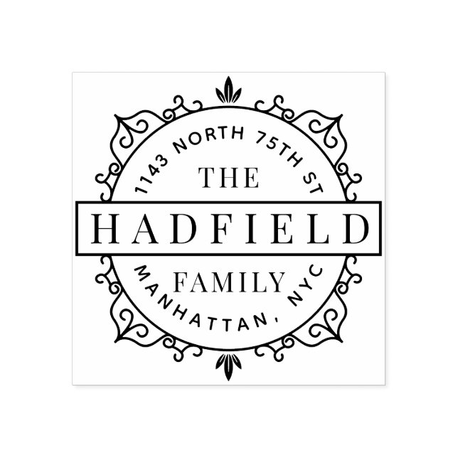 Sello De Caucho Elegante dirección de devolución de nombre de marc (Impresión)