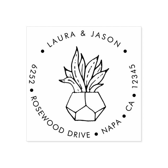 Sello De Caucho Elegante dirección de devolución de planta con pro (Impresión)