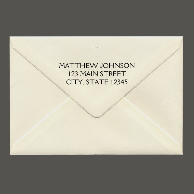 Sello De Caucho Elegante dirección de la cruz negra (Elegant Black Cross Name Address Rubber Stamp)