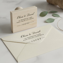Sello De Caucho Elegante Dirección de Retorno de Boda Personalizad