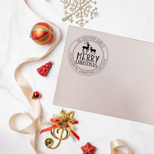 Sello De Caucho Elegante dirección de retorno de ciervos navideños (Subido por el creador)