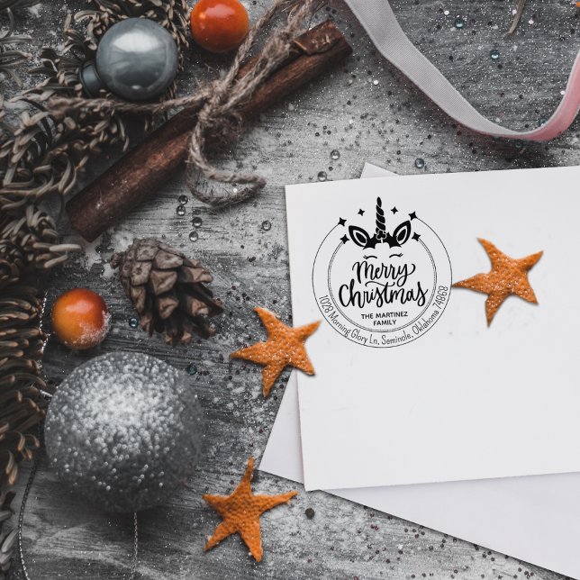 Sello De Caucho Elegante dirección de retorno de Feliz Navidad Uni (Subido por el creador)