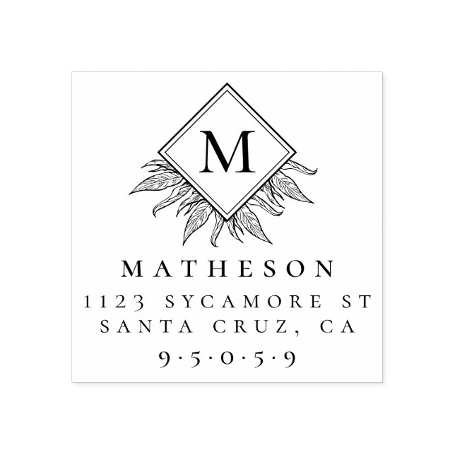 Sello De Caucho Elegante dirección de retorno de la familia de hoj (Impresión)