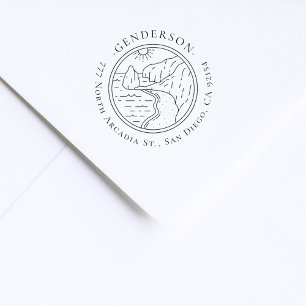 Sello De Caucho Elegante dirección de retorno de paisajes costeros
