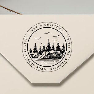 Sello De Caucho Elegante dirección de retorno de paisajes en blanc