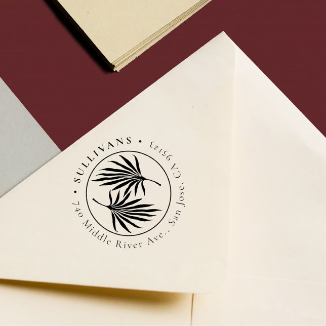 Sello De Caucho Elegante dirección de retorno del follaje tropical (Subido por el creador)