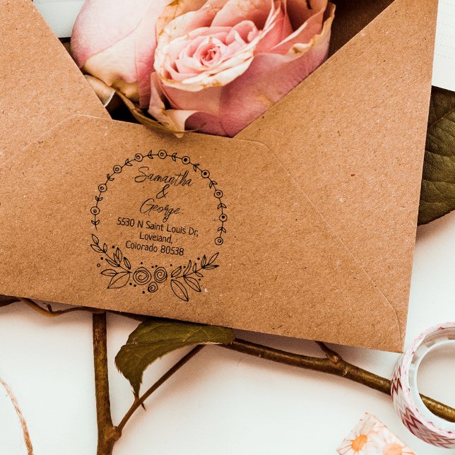 Sello De Caucho Elegante dirección de retorno floral (Subido por el creador)
