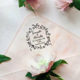 Sello De Caucho Elegante dirección de retorno floral