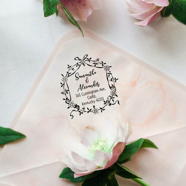 Sello De Caucho Elegante dirección de retorno floral (Subido por el creador)