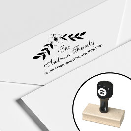 Sello De Caucho Elegante familia floral Nombre hoja