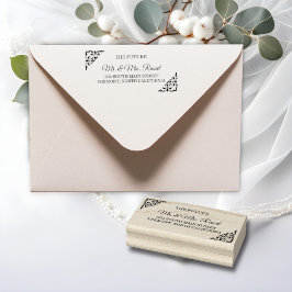 Sello De Caucho Elegante Filigree dorado , dirección de retorno Bo