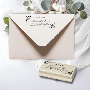 Sello De Caucho Elegante Filigree dorado , dirección de retorno Bo