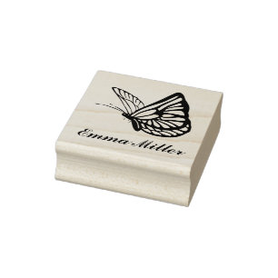 Sello De Caucho Elegante firma de nombre personalizado de mariposa