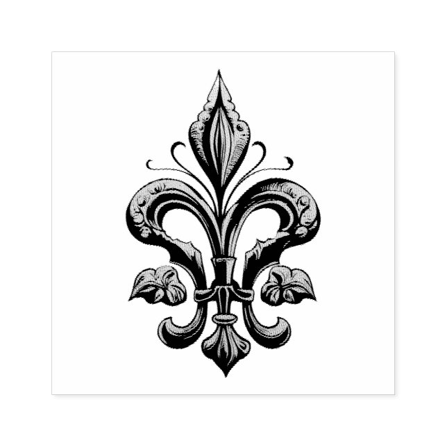 Sello De Caucho Elegante Fleur de Lis francés (Impresión)