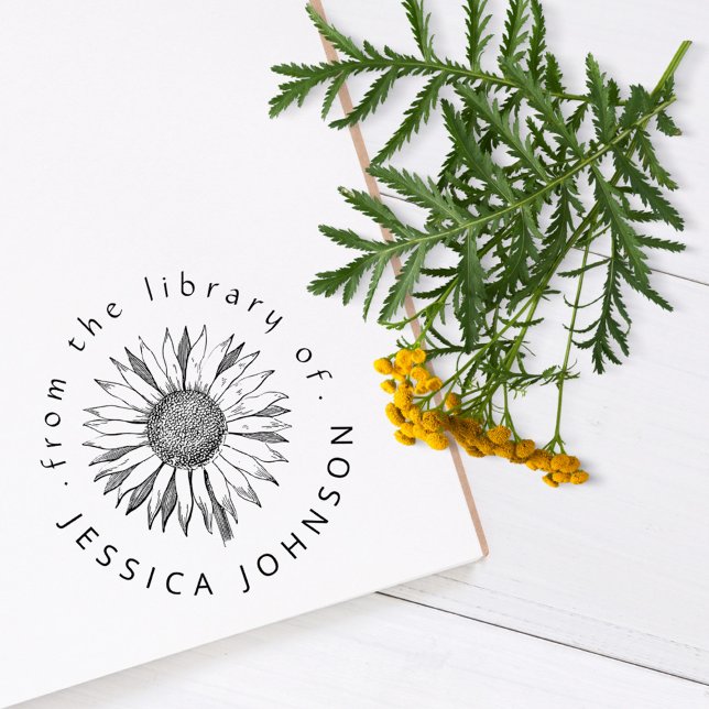 Sello De Caucho Elegante floral de girasol de la biblioteca de lib (Subido por el creador)