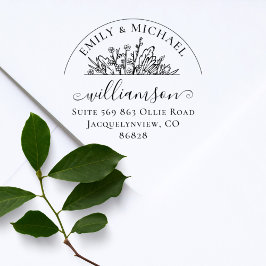 Sello De Caucho Elegante Floral Whimsical Boda Dirección de Retorn