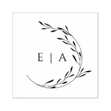 Elegante Foliage Minimalista Wreath Monograma Made