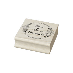 Sello De Caucho Elegante Gothic Floral Round Return Address Boda