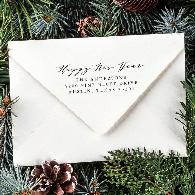 Sello De Caucho Elegante guión Feliz Año Nuevo Dirección (Subido por el creador)