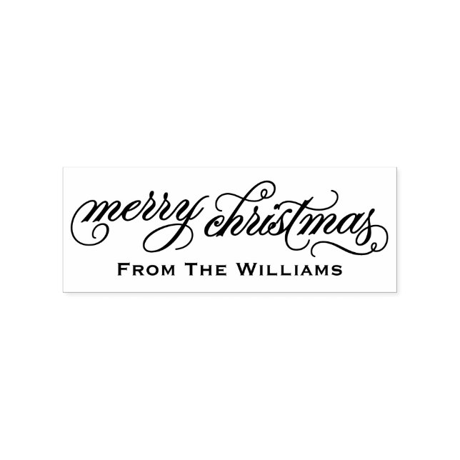 Sello De Caucho Elegante guión Feliz Navidad personalizado (Impresión)