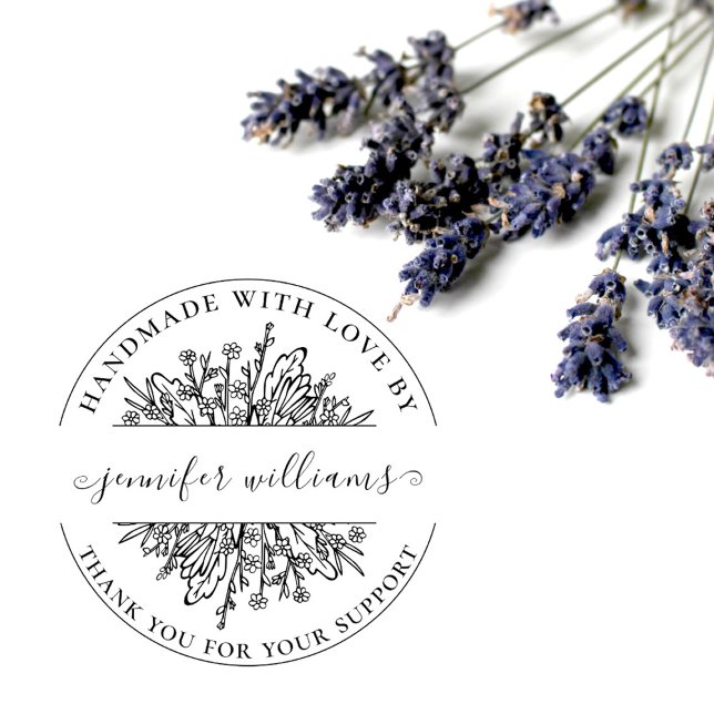 Sello De Caucho Elegante Guión Floral Whimsical Hecho A Mano Con A (Subido por el creador)