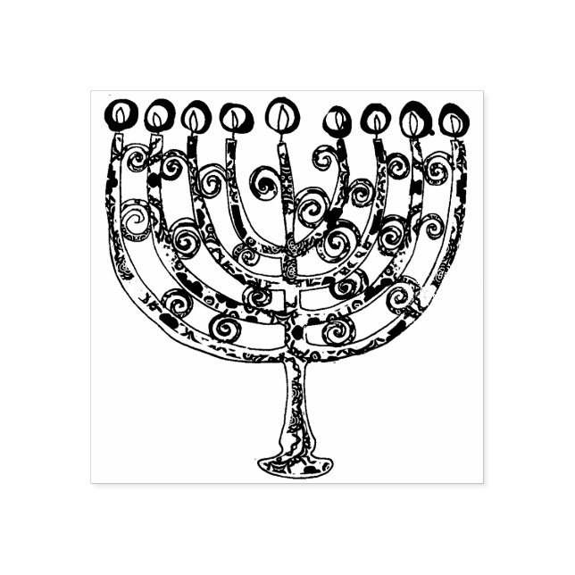 Sello De Caucho Elegante Hanukkah Menorah Candle (Impresión)