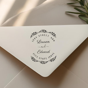 Sello De Caucho Elegante Laurel Pareja Nombres Boda Dirección de R