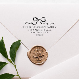 Sello De Caucho Elegante Lazo Feliz Navidad Dirección de Devolució