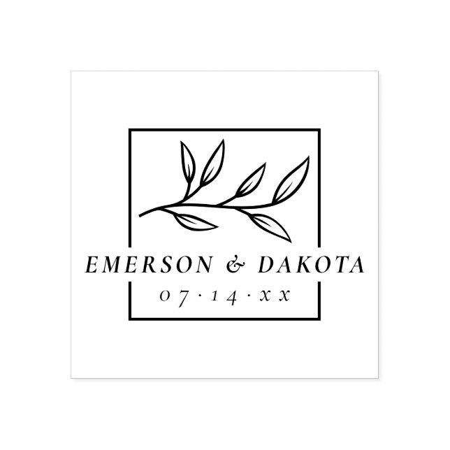 Sello De Caucho Elegante Letter Boda Botánica Salva La Fecha (Impresión)