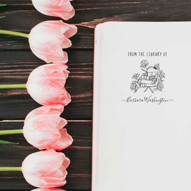 Sello De Caucho Elegante libro de nombre personalizado de bibliote (Subido por el creador)