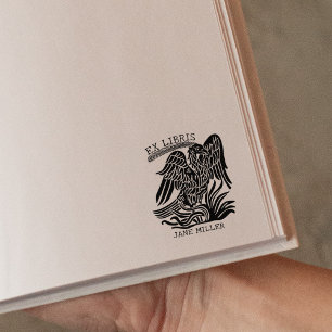 Sello De Caucho Elegante libro vintage Phoenix Ex Libris