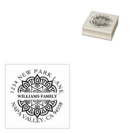 Sello De Caucho Elegante Mandala Family Return Address Rubber Stam
