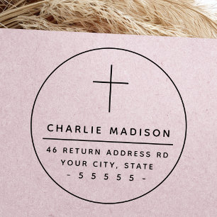 Sello De Caucho Elegante marco de cruz redondeado dirección de ret