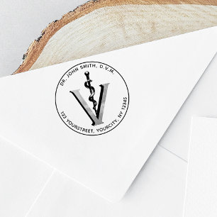 Sello De Caucho Elegante Medicina Veterinaria Vet Asclepius