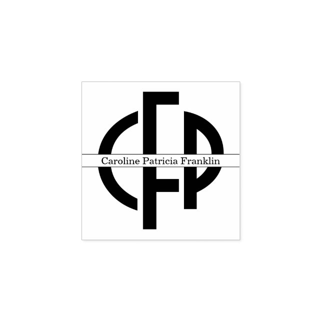 Sello De Caucho Elegante Moda moderna Iniciales de Monograma Geomé (Impresión)