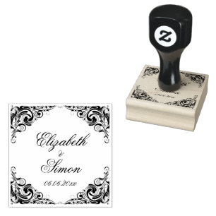 Sello De Caucho Elegante moda ornamentada clásica    novia 