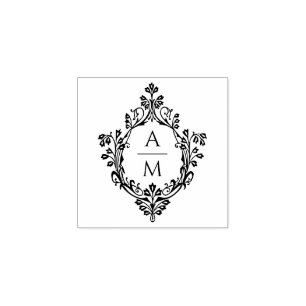 Sello De Caucho Elegante Monograma de Bodas con Cresta Vintage 2 I