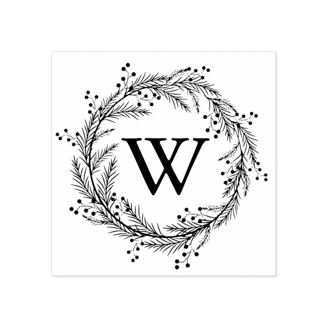 Sello De Caucho Elegante Monograma de flor (Impresión)