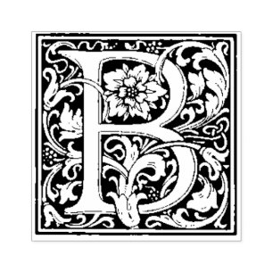 Sello De Caucho Elegante Monograma Floral de la Letra B Vintage