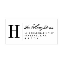 Sello De Caucho Elegante Monograma Nombre de familia Dirección de 