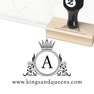 Sello De Caucho Elegante, Monograma, Real, Corona, Logo