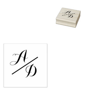 Sello De Caucho Elegante Monograma Script Bride Groom Boda
