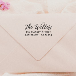 Sello De Caucho Elegante Nombre de familia de script y dirección d