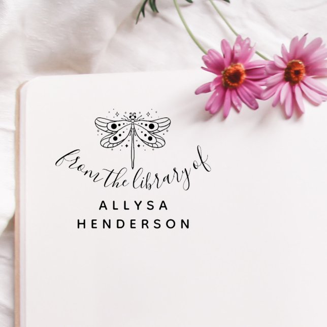 Sello De Caucho Elegante Nombre Personalizado De La Dragonfly De L (Subido por el creador)