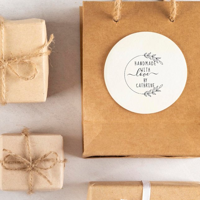 Sello De Caucho Elegante nombre personalizado hecho a mano hecho a (Subido por el creador)