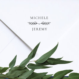 Sello De Caucho Elegante Novia y Boda Groom Botánico