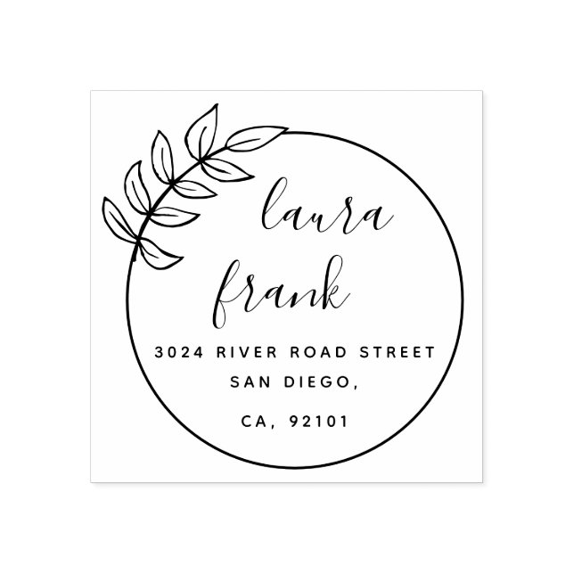 Sello De Caucho Elegante par redonda Nombres Boda Dirección de dev (Impresión)