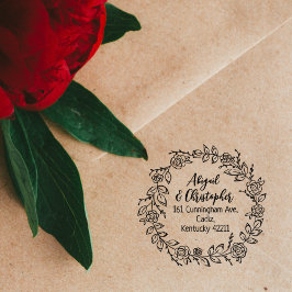 Sello De Caucho Elegante pareja de direcciones de retorno floral