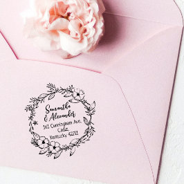 Sello De Caucho Elegante pareja de direcciones de retorno floral